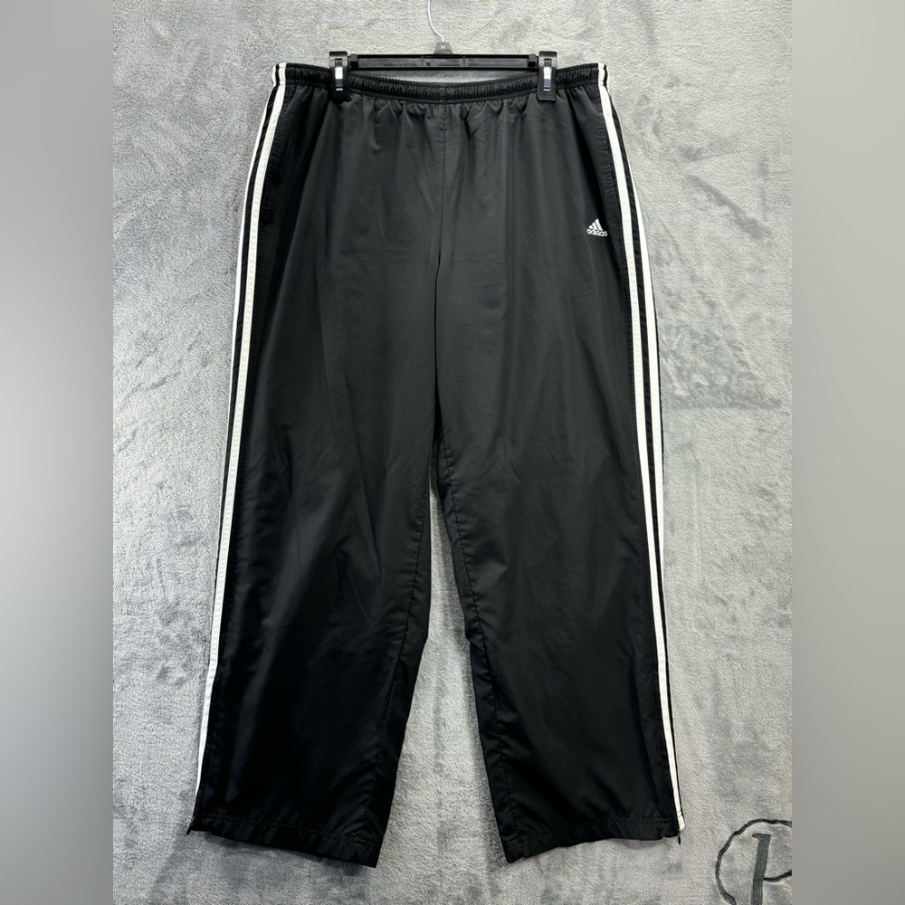 Adidas Black White Mens XL Zip Joggers Workout ActiveWear Athleisure 3 Stripe